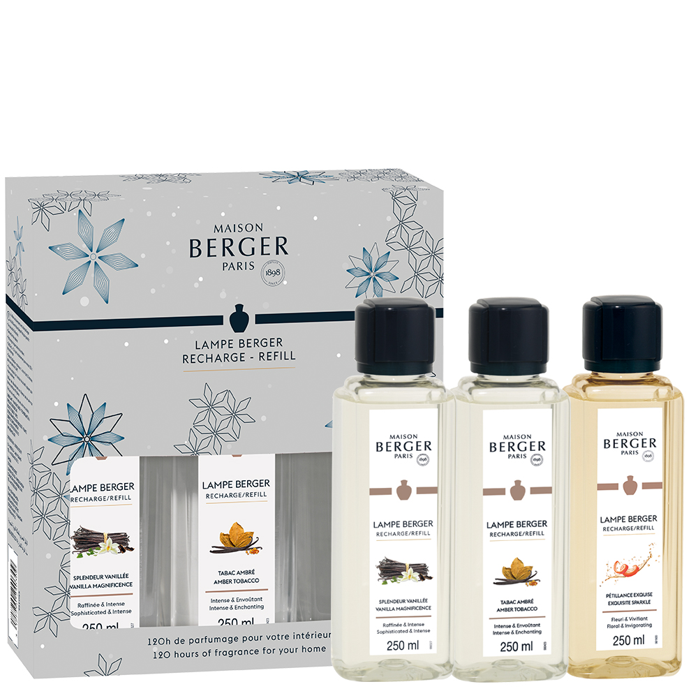 Coffret 3 recharges lampe berger rosalie 250ml - maison berger paris