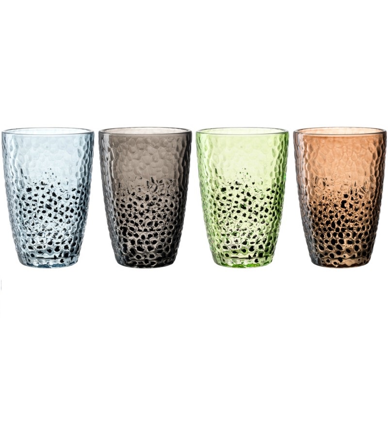 Lot de 4 verres à jus de fruits assortis matera color 340ml - leonardo