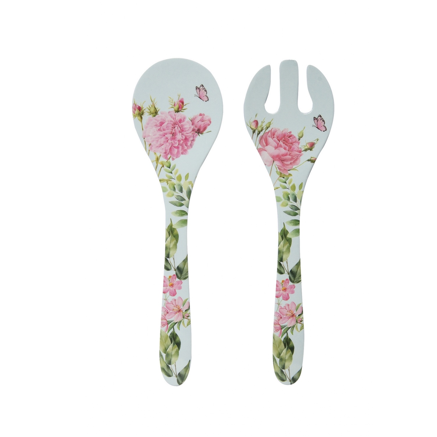 Couverts à salade en mélamine collection singapore rose anglaise - easylife