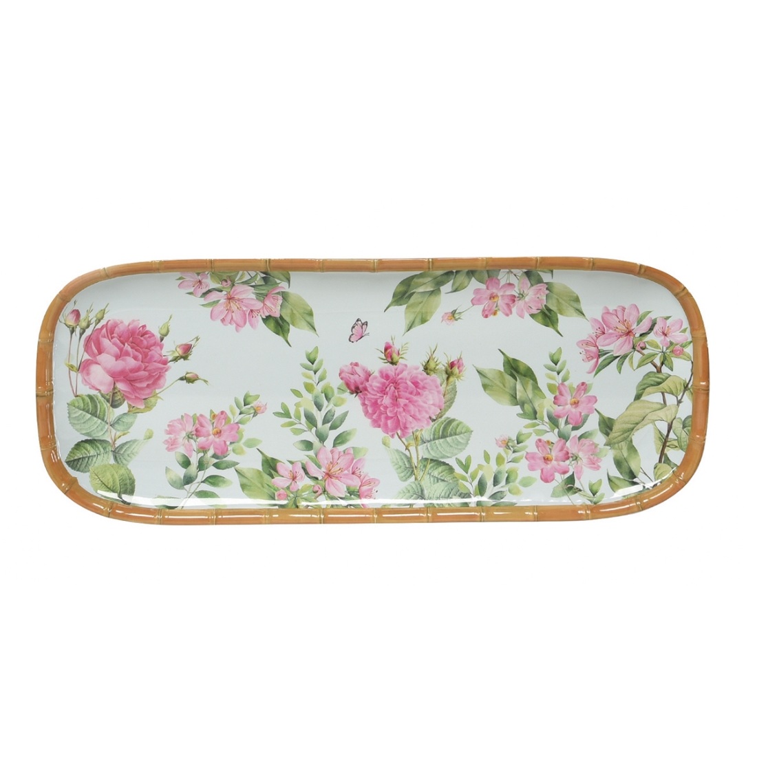 Plat à cake en mélamine 45x18 cm collection singapore rose anglaise - easylife