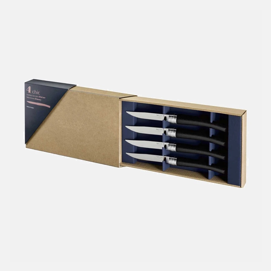 Coffret de 4 couteaux de table chic ébène - opinel 