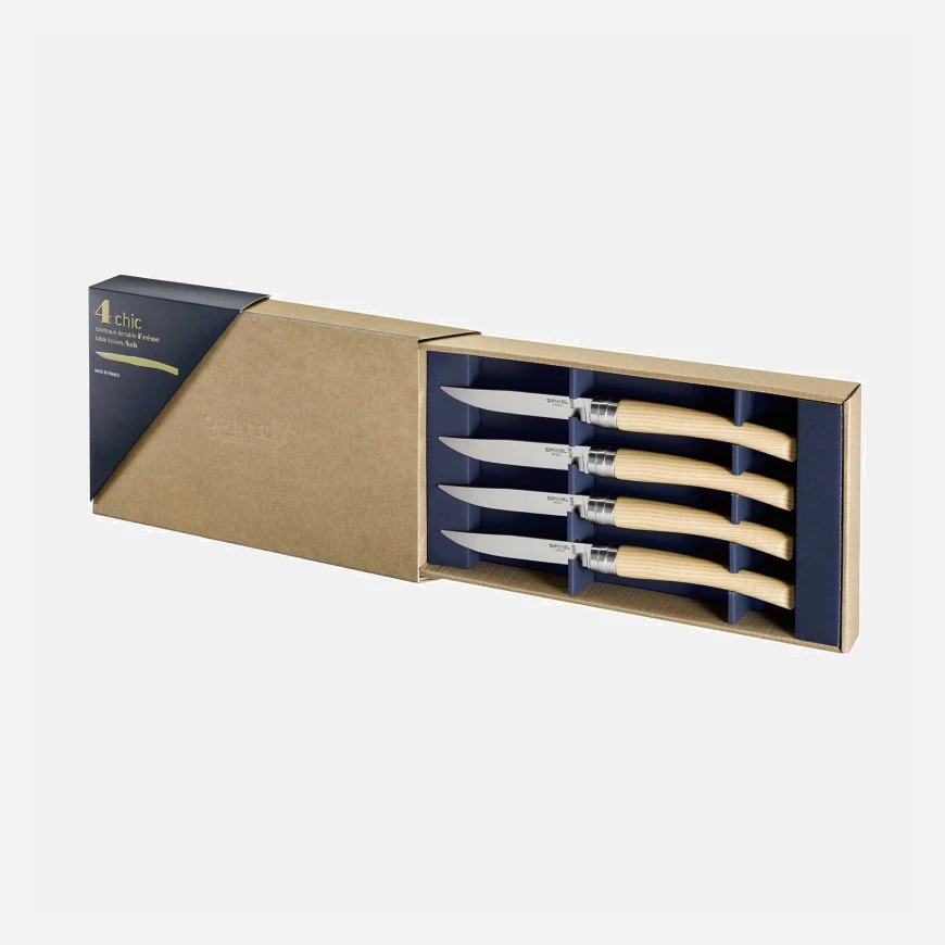 Coffret de 4 couteaux de table chic frêne - opinel 