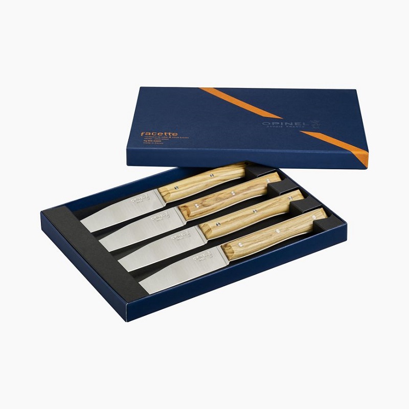 Coffret 4 couteaux de table facette olivier - opinel 