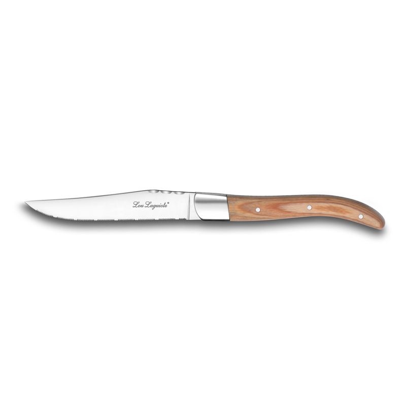 Coffret de 4 couteaux à steak lou laguiole colori hêtre en boîte en bois - amefa