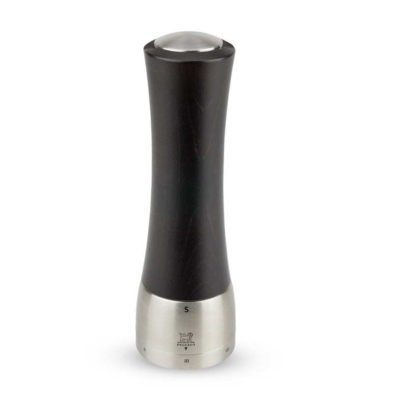 Moulin à sel manuel en bois et inox, madras u'select, chocolat, 21 cm - peugeot saveurs