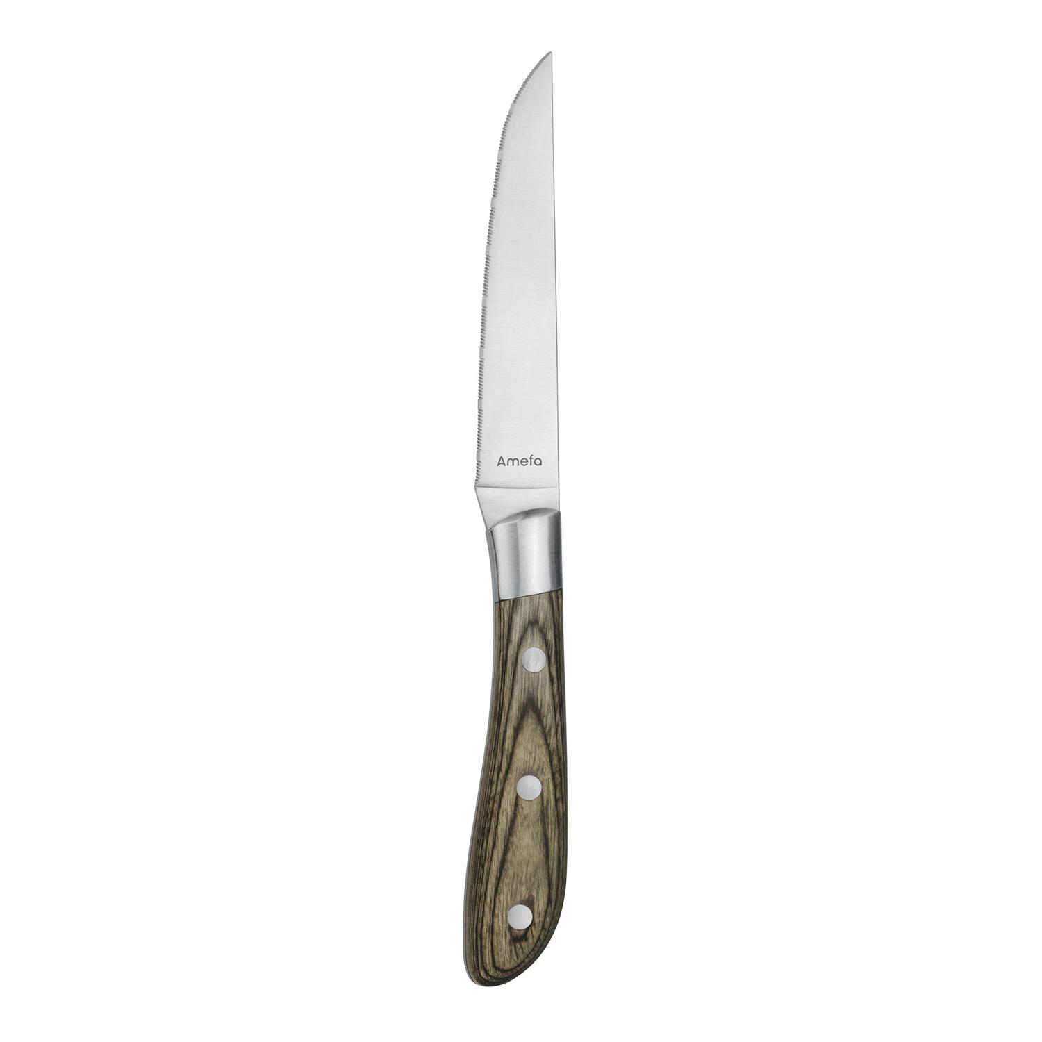 Achille - coffret 4 couteaux steak - bois de pakka - amefa