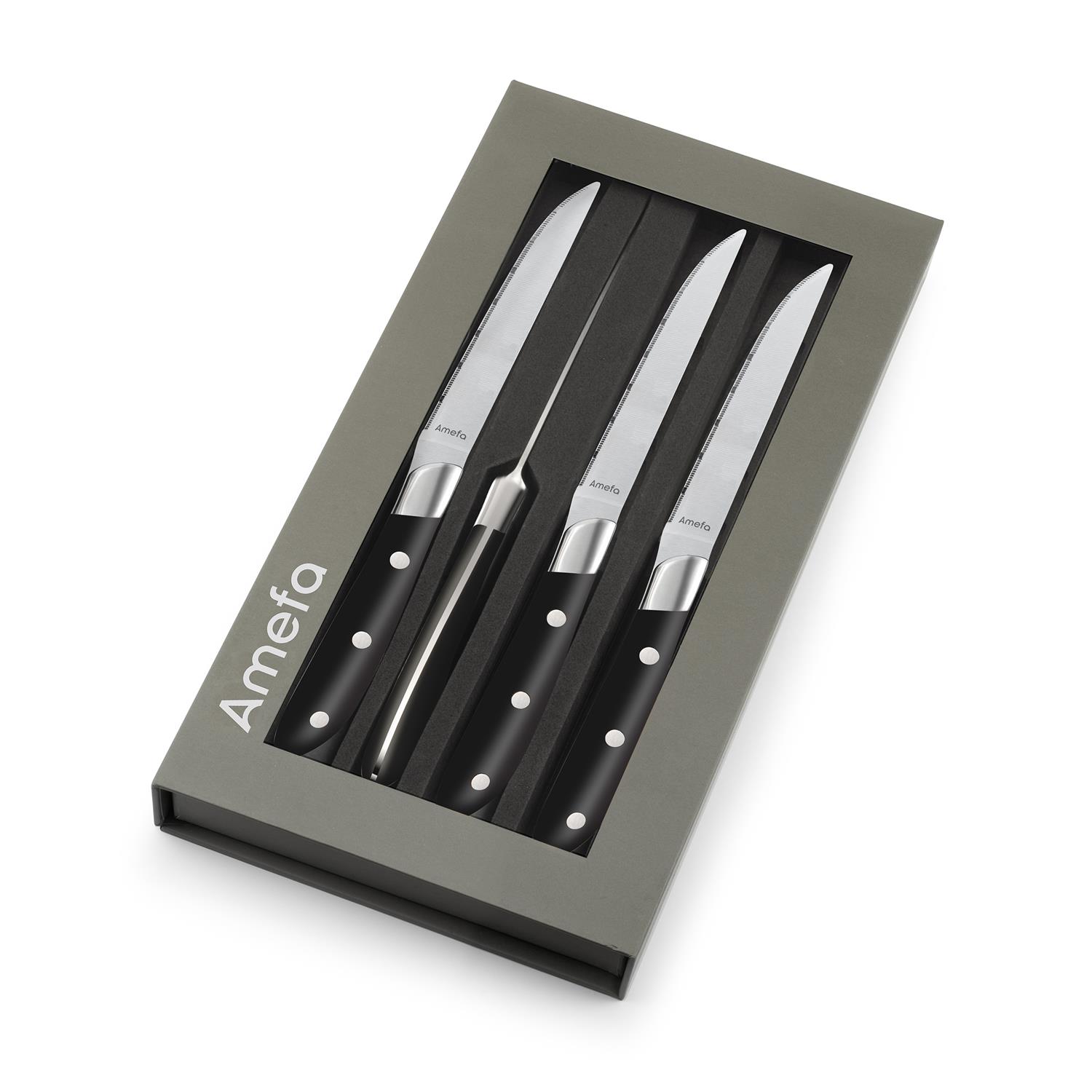 Achille - coffret 4 couteaux steak - noir - amefa