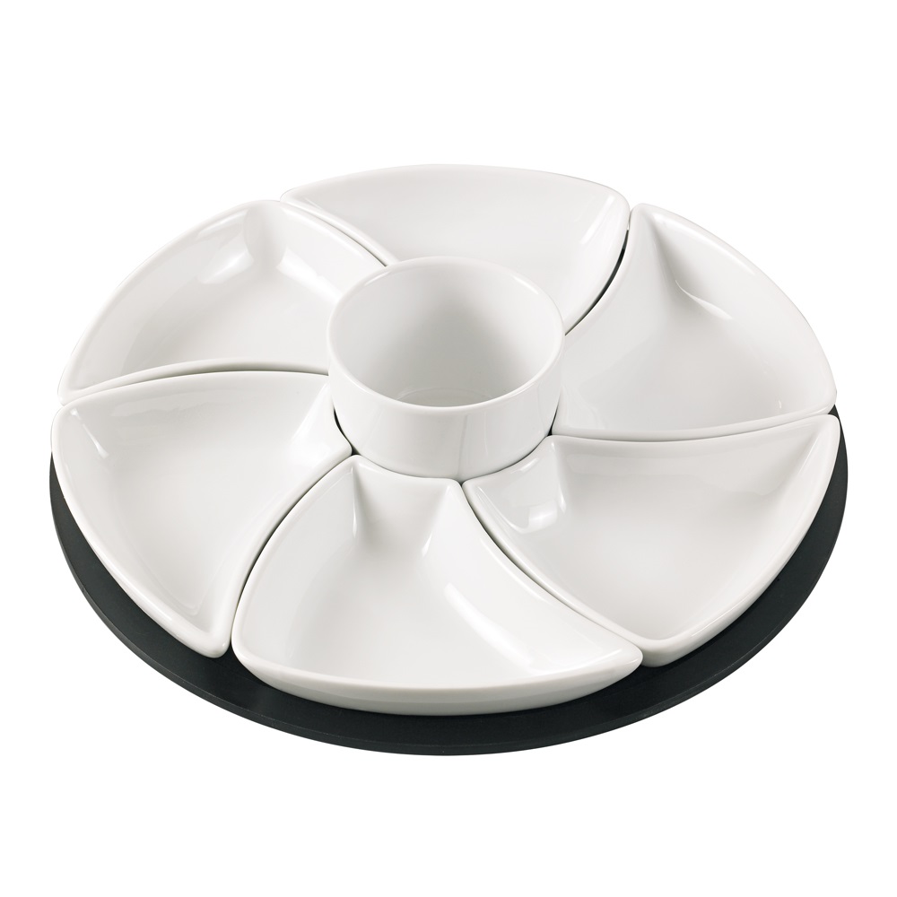 Service apéritif hélice blanc 8 pièces ø30cm - table et passion