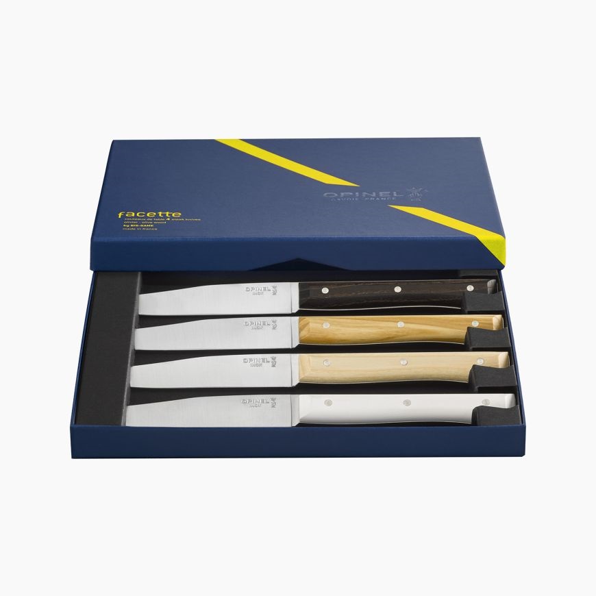 Coffret 4 couteaux de table facette panaché - opinel 