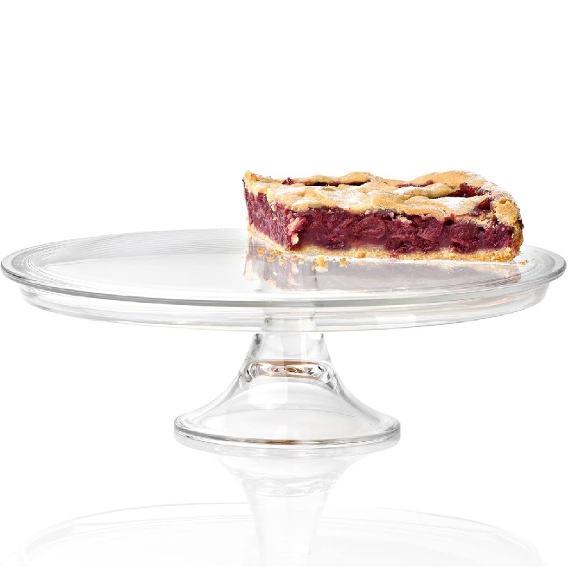 Plat a tarte sur pied ciao en verre 32 cm - leonardo