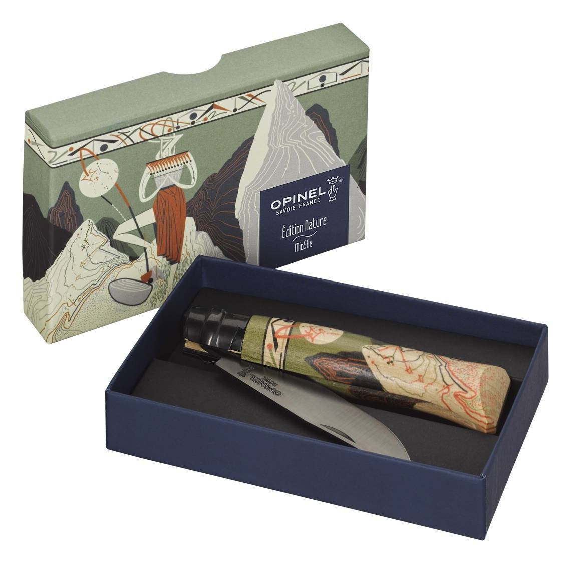 Couteau de poche n°08 mioshe edition limitée nature lame noire - opinel 