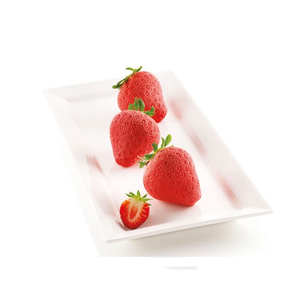Fragole panna moule en silicone 3d en forme de fraise - silikomart