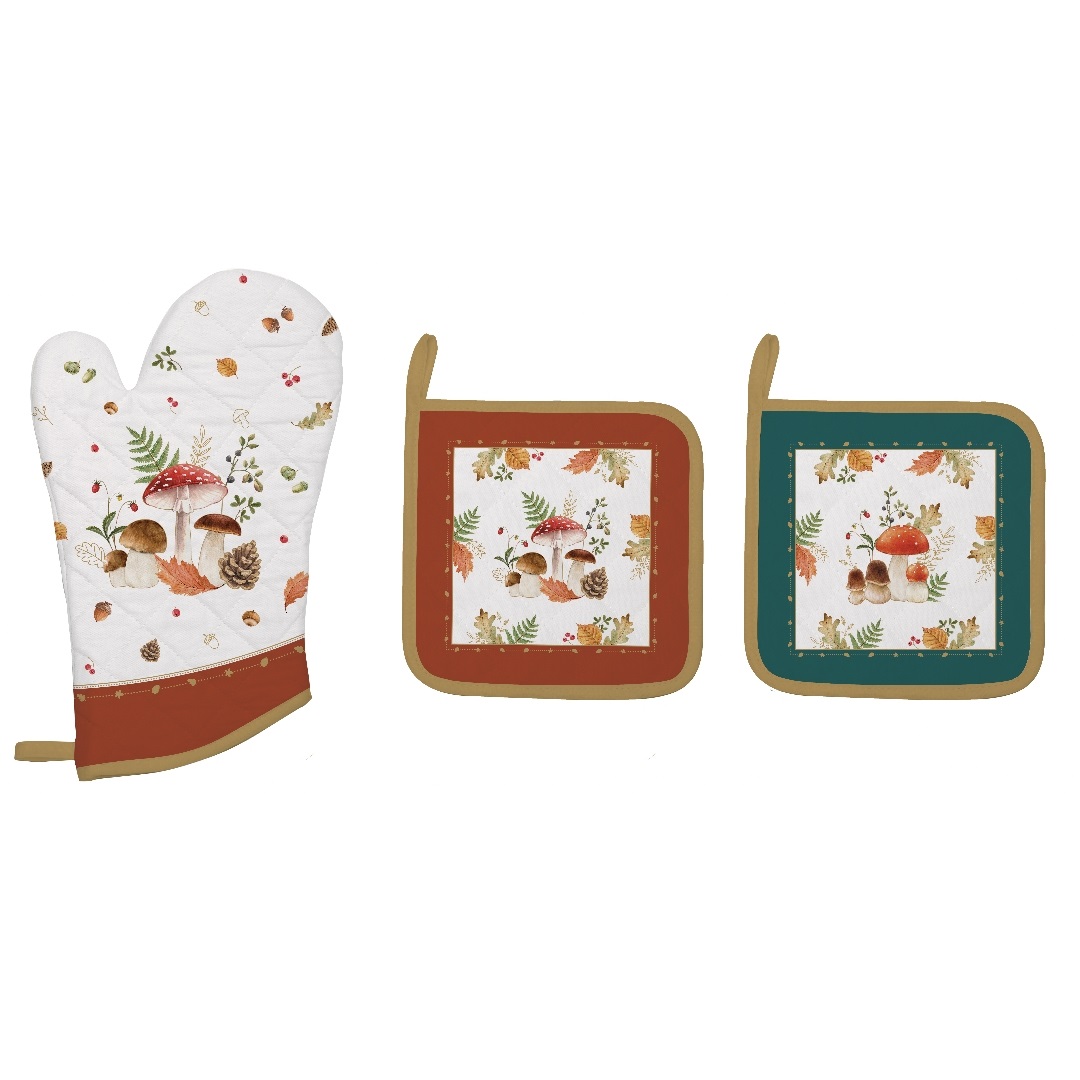 Autumn breeze, ensemble d'un gant et de 2 maniques 100% coton - easylife