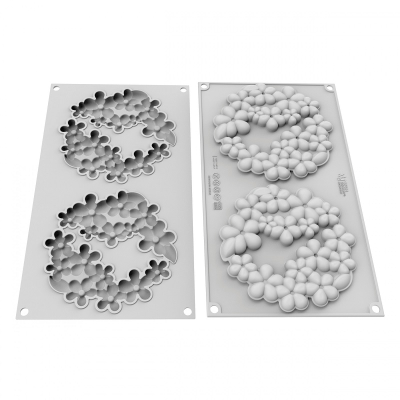 Flower power moule en silicone pour confectionner des feuilles de decoration - silikomart
