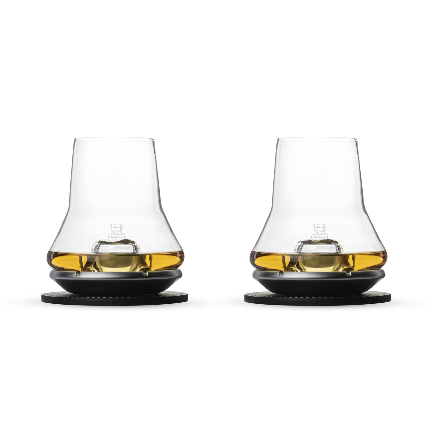 Set de 2 verres à dégustation whisky avec socles rafraichissants basalte en coffret cadeau - peugeot saveurs