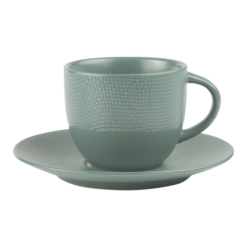 Lot de 6 tasses a the avec soucoupes vesuvio bleu 22 cl - table et passion 