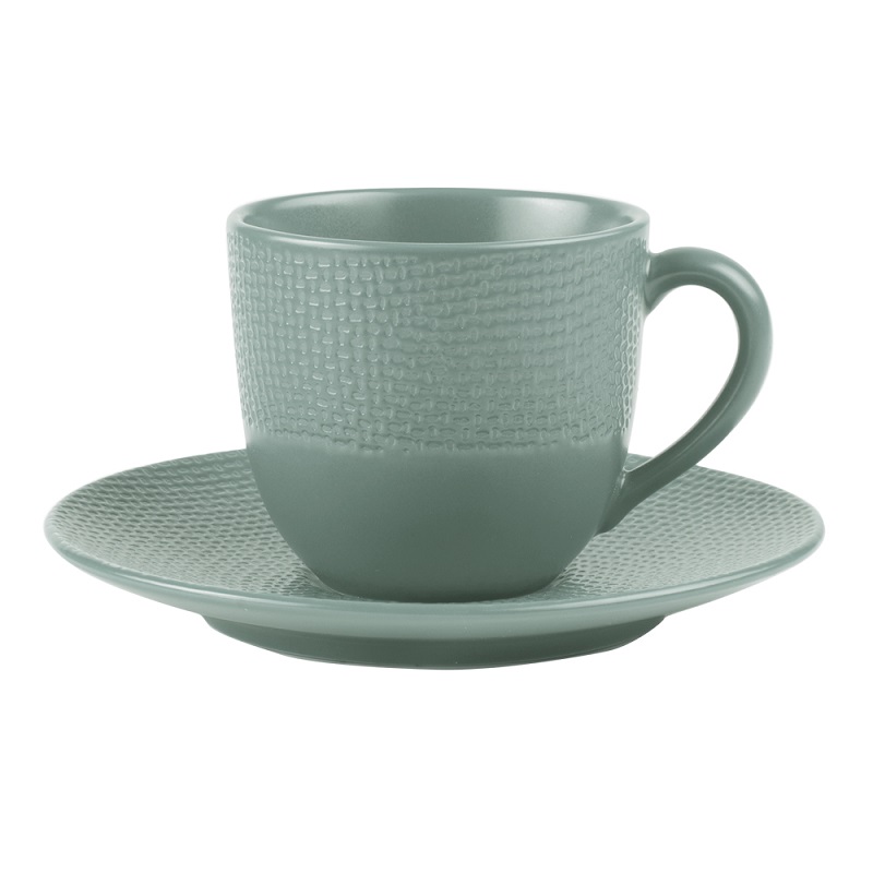Lot de 6 tasses a cafe avec soucoupes vesuvio bleu 12 cl - table et passion 