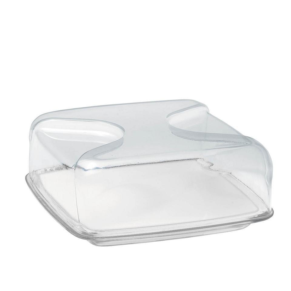 Cloche a fromage carre avec planche en porcelaine gocce tranparent - guzzini