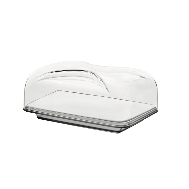 Cloche a fromage rectangulaire avec planche en porcelaine gocce gris - guzzini