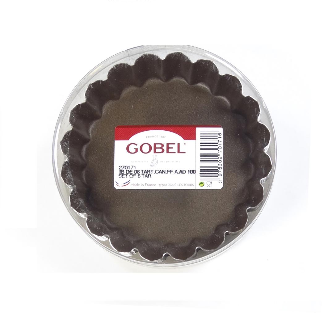 Boite de 6 tartelettes cannelees fond fixe anti adherent diam 10cm - gobel