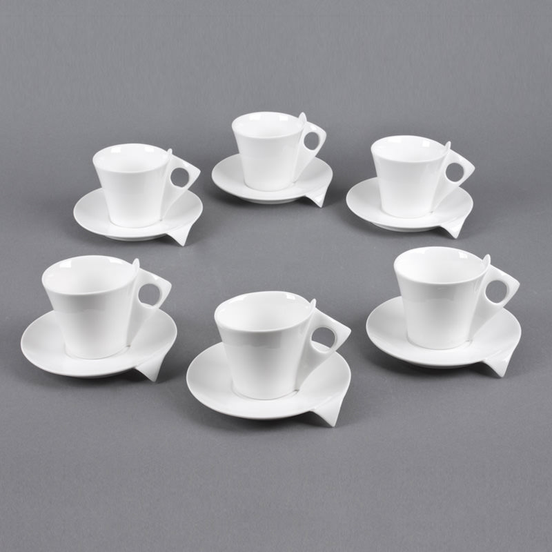 Lot de 6 tasses a cafe en porcelaine 10 cl libra - table et passion