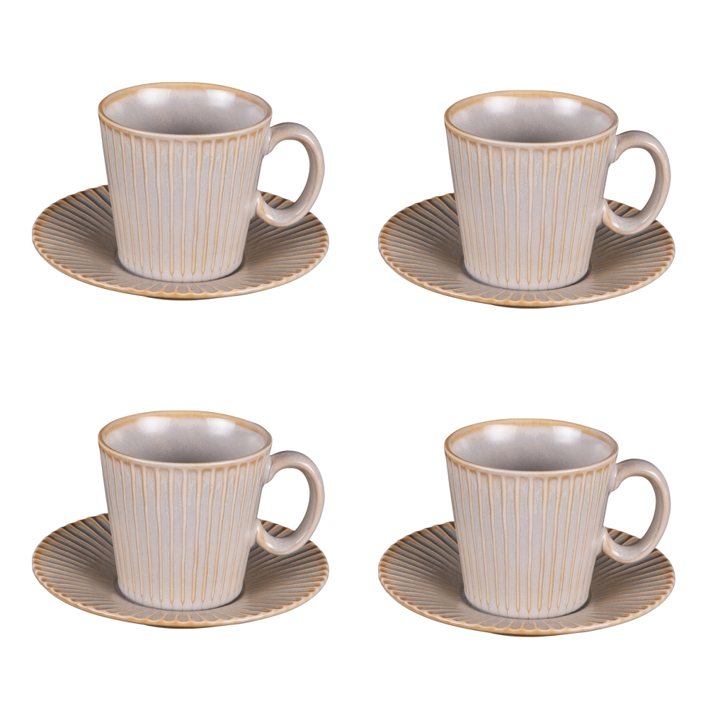 Coffret de 4 tasses à thé avec sous tasses liv beige 22 cl - table et passion 