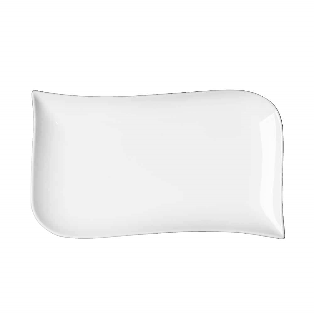 Lot de 6 assiettes rectangulaires en porcelaine blanche 20x 12 cm melody - table et passion