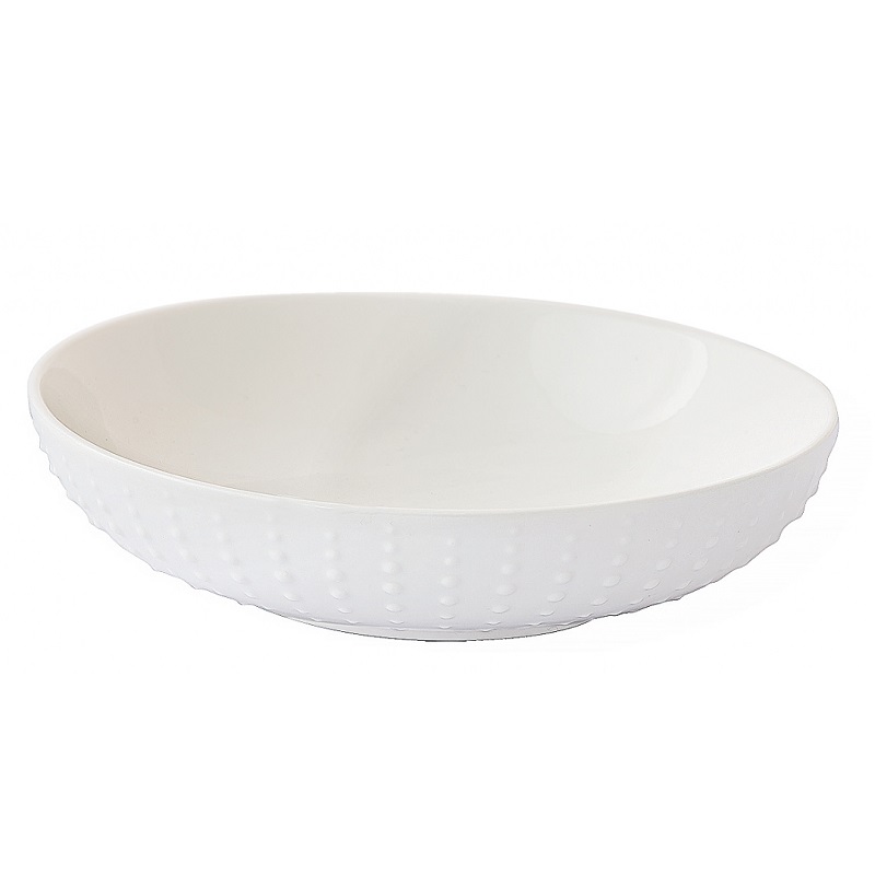 Lot de 6 assiettes creuses en porcelaine drops white 20 cm - easylife