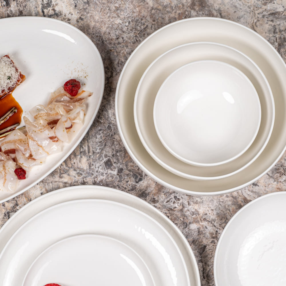 Lot de 6 assiettes creuses ecume 20,5 cm - table et passion 