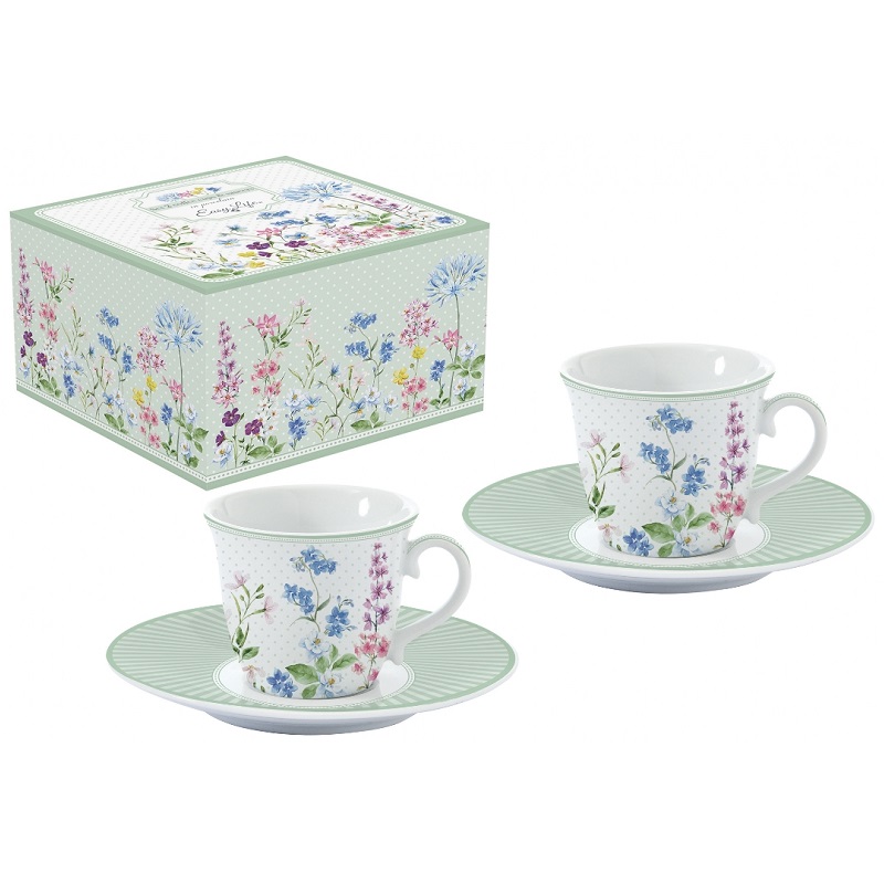 Lot de 6 tasses a the en porcelaine drops white 25 cl - easylife