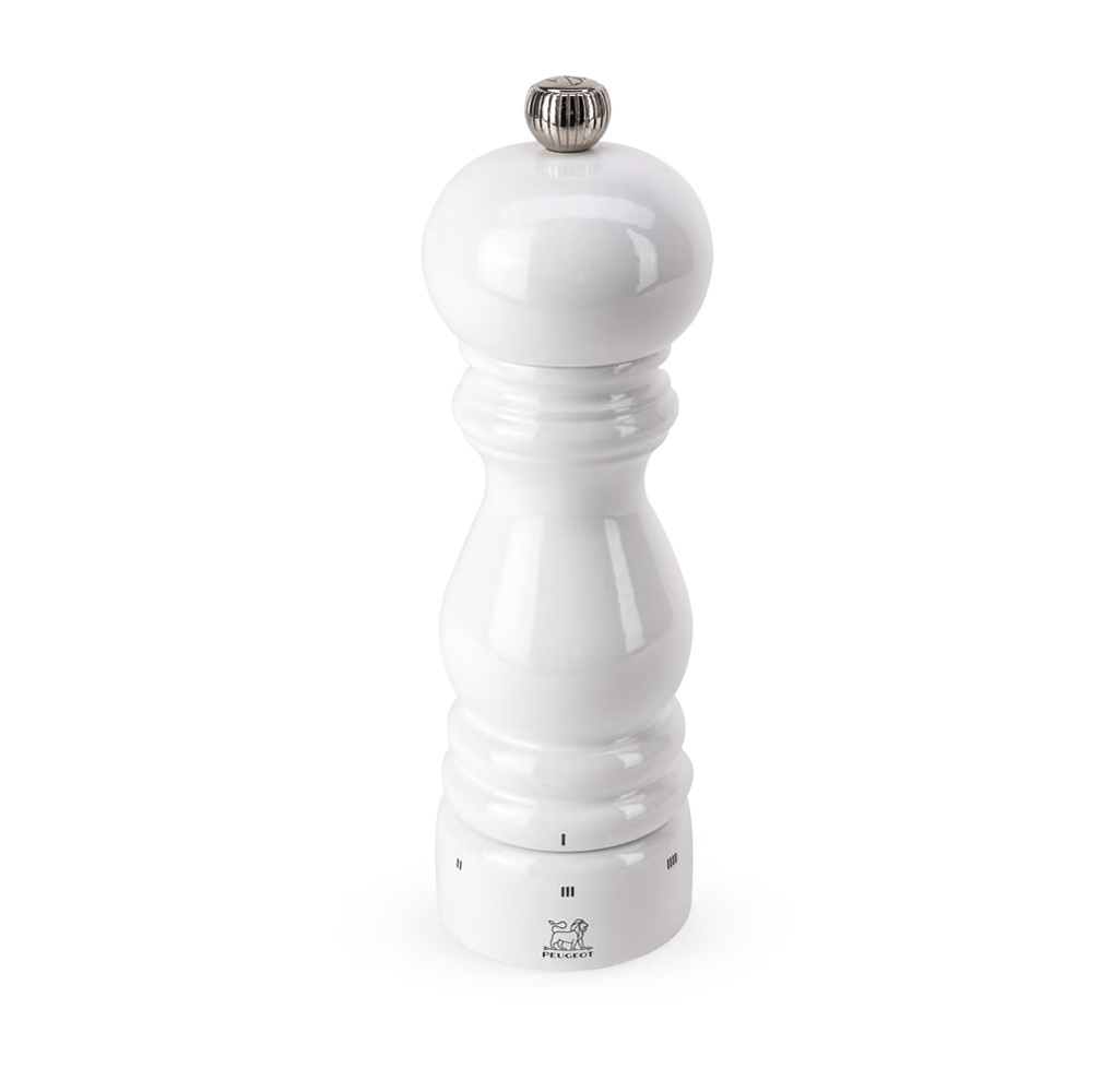 Moulin à sel manuel en bois, paris u'select, laqué blanc, 18 cm - peugeot saveurs 