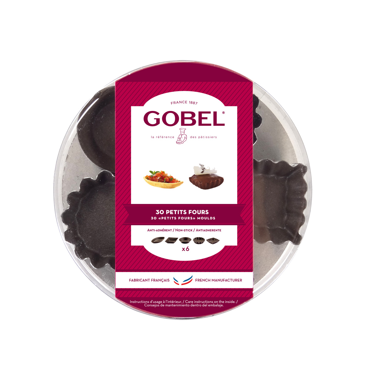 Lot de 30 moules a petits fours assortis avec revetement anti-adherent - gobel