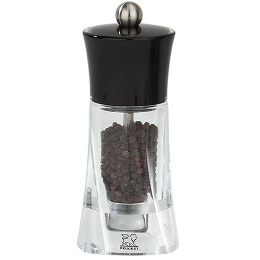 Moulin a poivre transparent molene noir 14 cm - peugeot saveurs