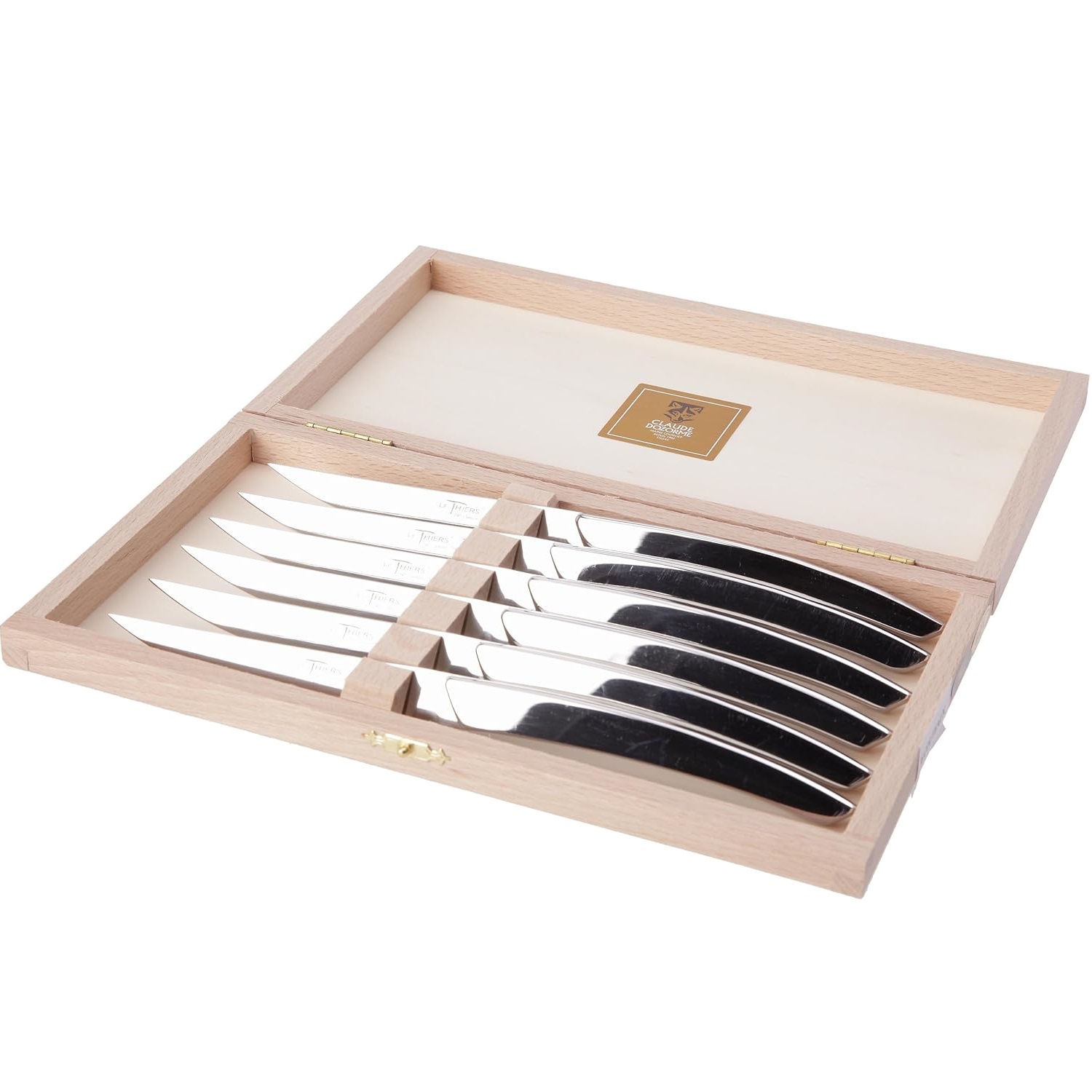 Coffret 6 couteaux à steak le thiers - manche inox mat - claude dozorme