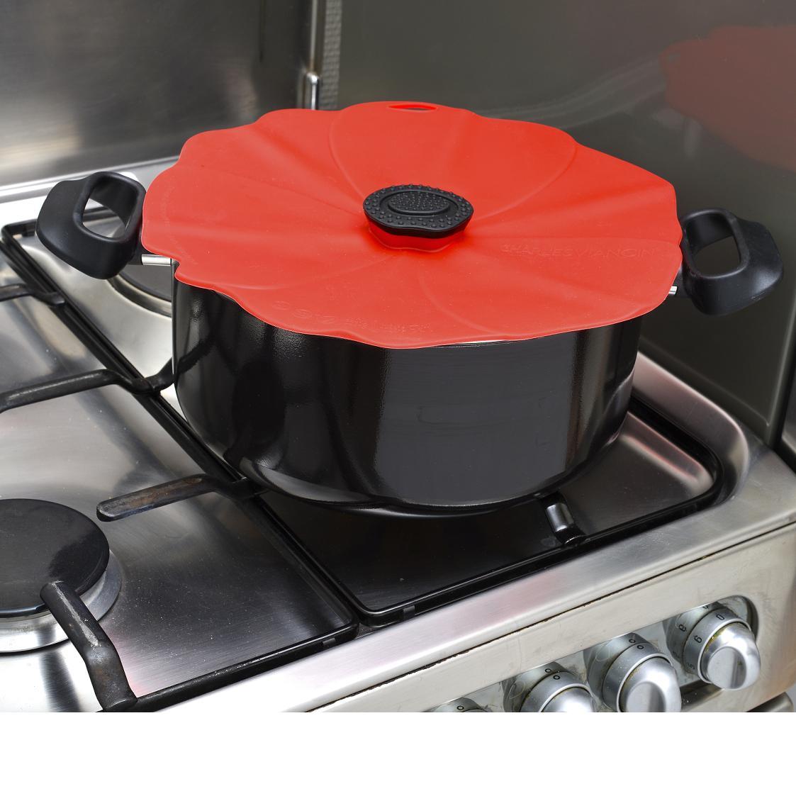 Couvercle hermetique en silicone decor coquelicots poppy 33 cm- charles viancin