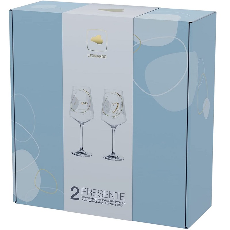 Coffret cadeau 2 verres a vin 560 ml love - leonardo
