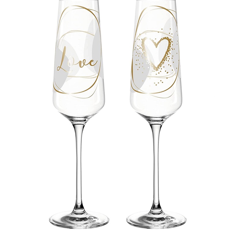 Coffret cadeau 2 flutes a champagne 280 ml love - leonardo