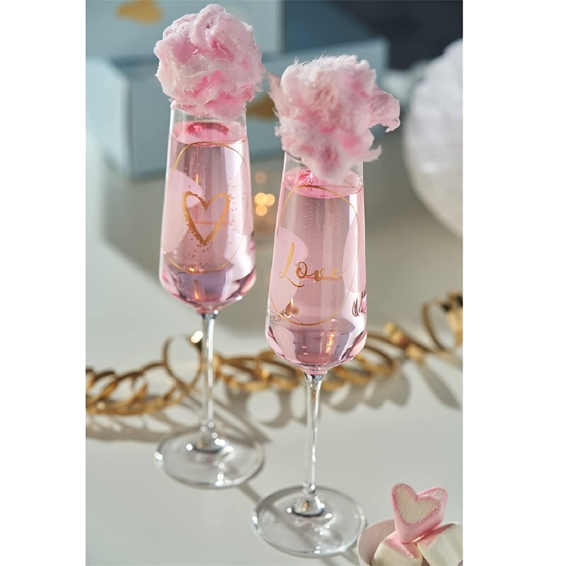 Coffret cadeau 2 flutes a champagne 280 ml love - leonardo