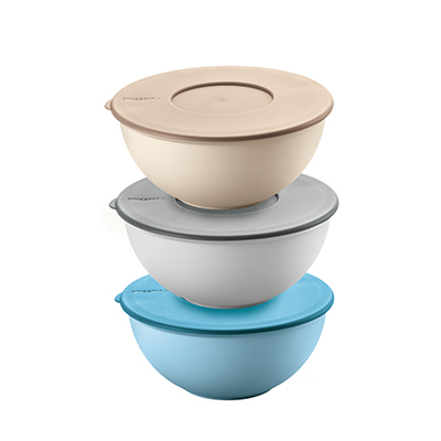 Lot de 3 récipients saladiers avec couvercles ø16cm - guzzini