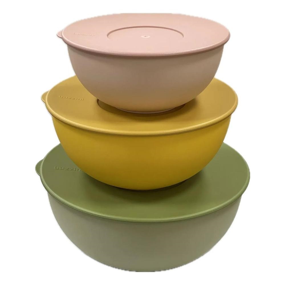 Lot de 3 récipients saladiers avec couvercles - guzzini