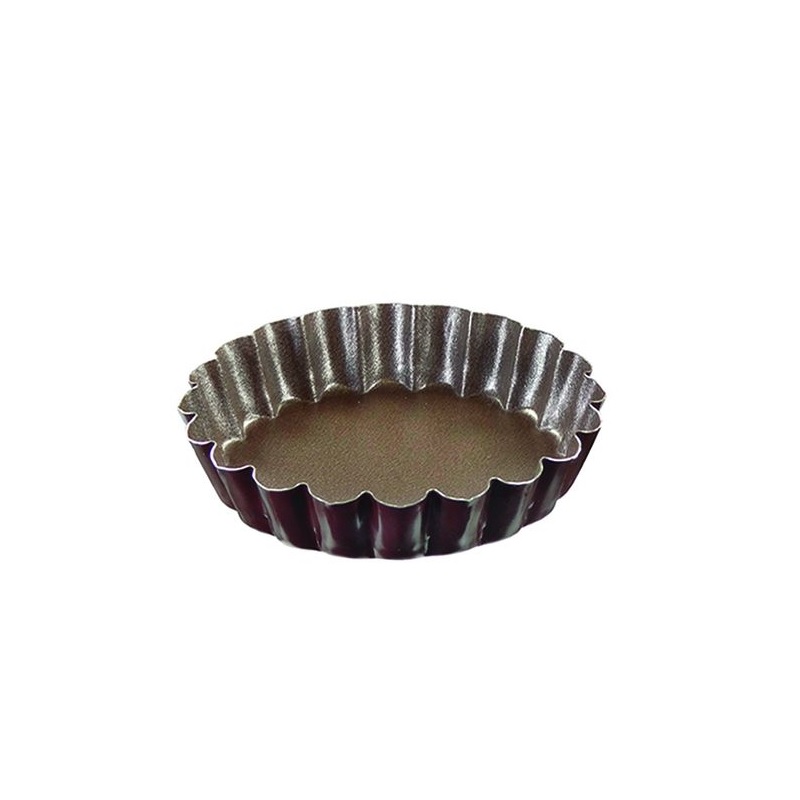 Tartelette ronde cannelée antiadhérente fond fixe 14 cm - gobel