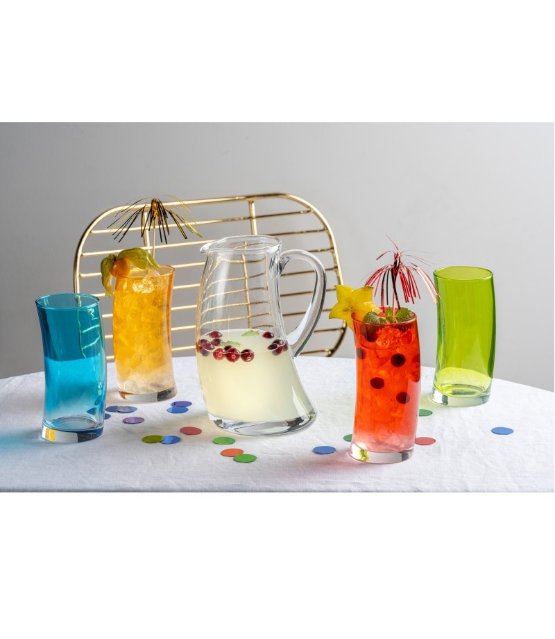 Ensemble de 4 verres swing color assortis 500 ml + 1 carafe swing - leonardo
