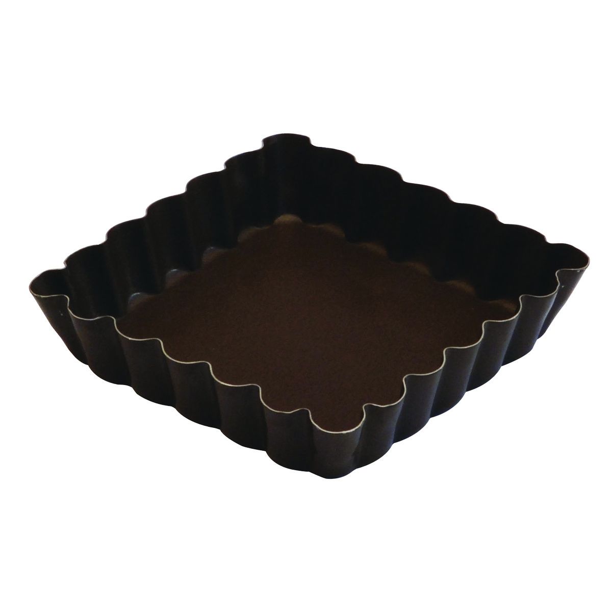 Tartelette carrée cannelée - antiadhérent (sans pfas) - fond fixe - 10x10 cm h20 mm - gobel