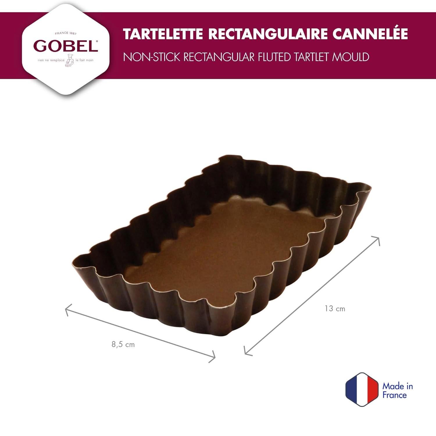 Moule à tartelette rectangulare 13*8,5 cm anti-adhérent - gobel
