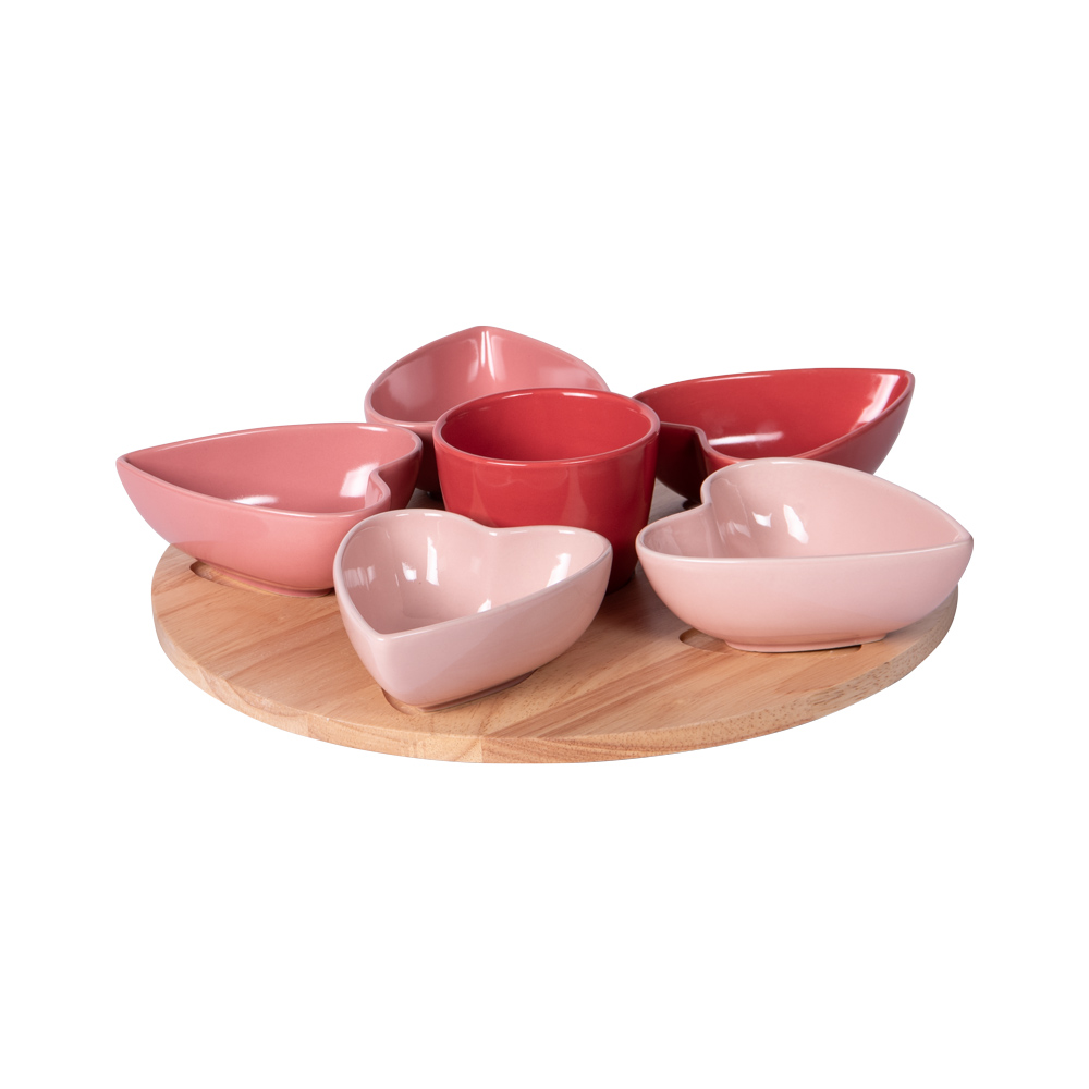 Service apéritif 6 pièces coeur ø31,5 cm - table et passion