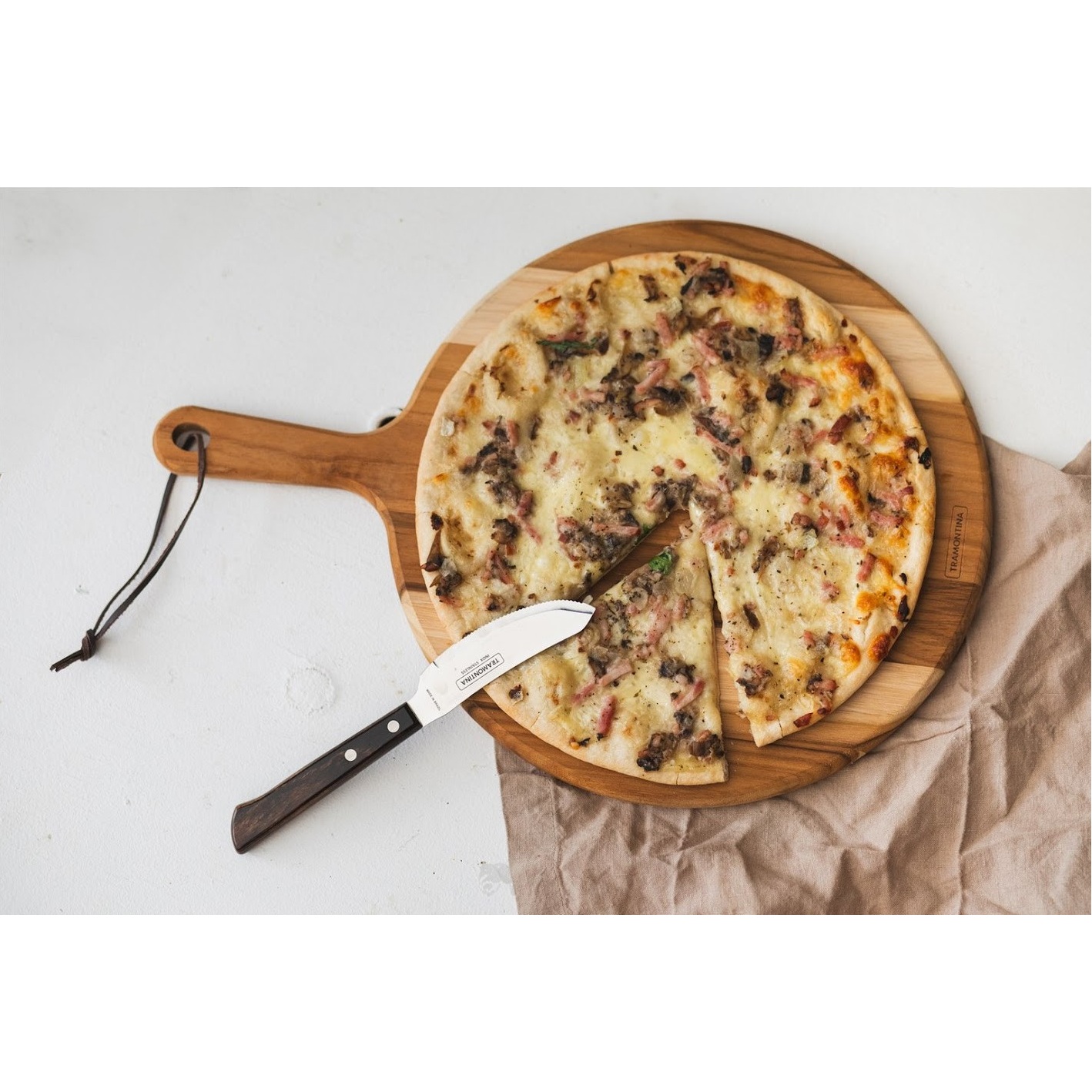 Couteau à pizza petit déjeuner ,inox et technobois - tramontina