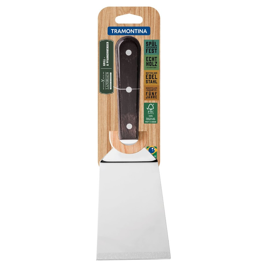 Spatule à plancha coudée technobois 27cm . inox et technobois - tramontina