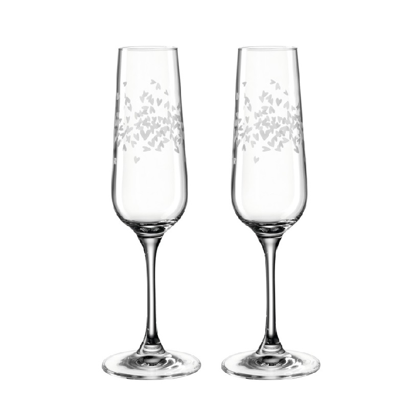 Lot de 2 flutes a champagne 280 ml alassio coeurs - leonardo