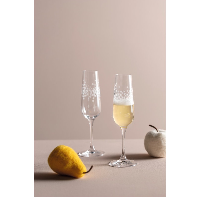 Lot de 2 flutes a champagne 280 ml alassio coeurs - leonardo
