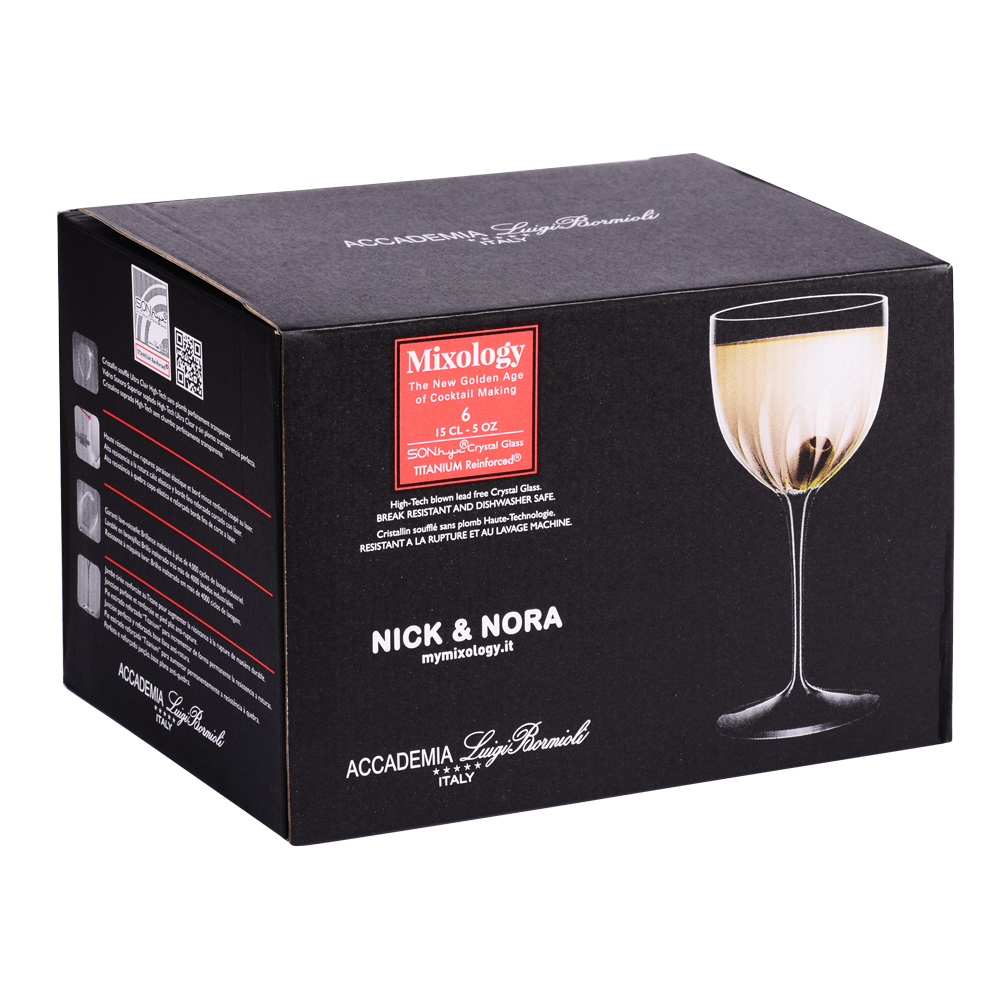 Lot de 6 verres à pied nick et nora mixology 15 cl porto - luigi bormioli
